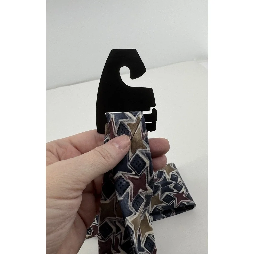 NWOT Vintage Pierre Cardin Silk Tie Blue Burgundy Geometric Wide Designer 90's